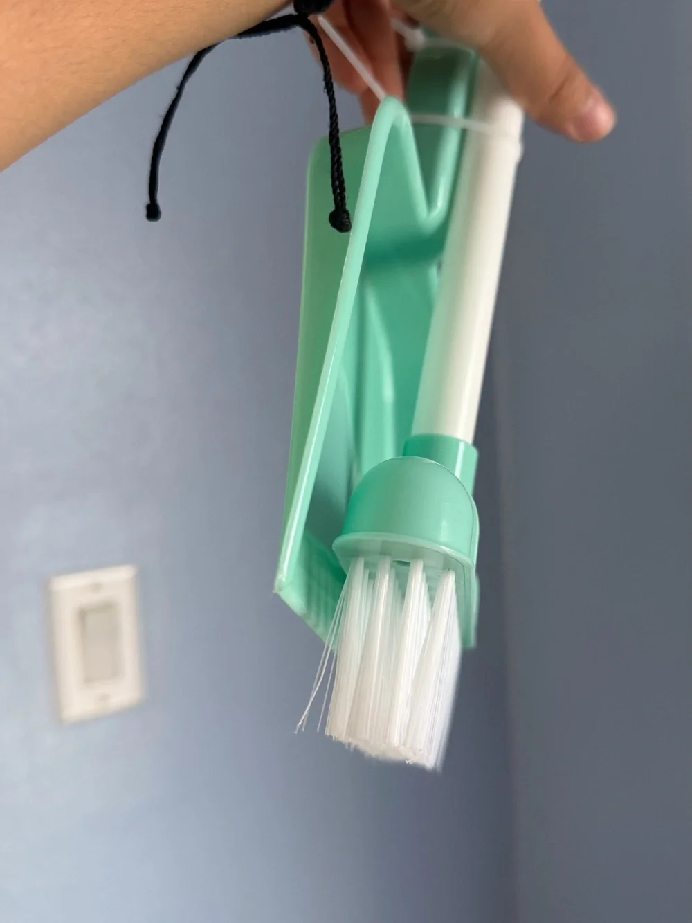 Kid’s pretend toy Mini Broom and Dustpan Set in Mint Green and White